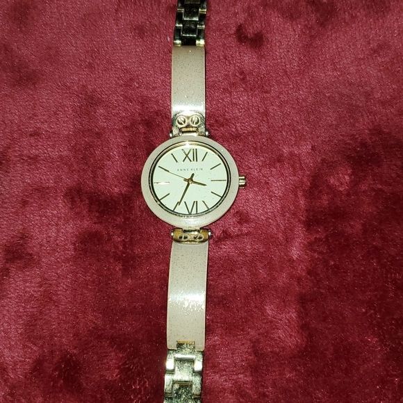 Anne Klein Women's‎ AK-1408CRCR Gold Plastic Analog Quartz Bangle Style Watch - Picture 1 of 6